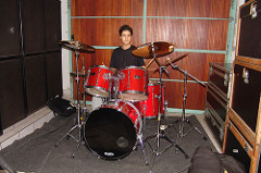 Leo playing drums