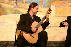 Classical Guitarist Brad Richter and Cellist Viktor Uzur appear at the Poncan Theatre in Ponca City, Oklahoma on March 26, 2011.