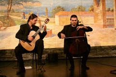 Classical Guitarist Brad Richter and Cellist Viktor Uzur appear at the Poncan Theatre in Ponca City, Oklahoma on March 26, 2011.