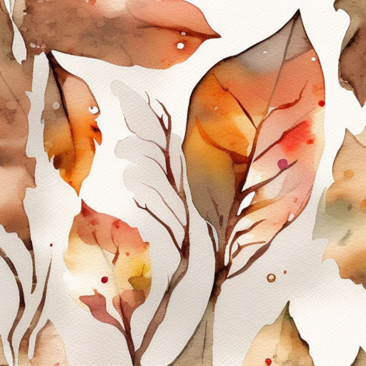 leaves, autumn, watercolor