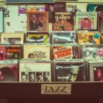 assorted Jazz record sleeve lot on rack