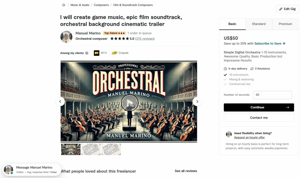 Message me on my Orchestral Page! Or directly place a music order by following the instructions on it!