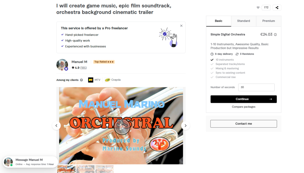 Message me on my Orchestral Page! Or directly place a music order by following the instructions on it!